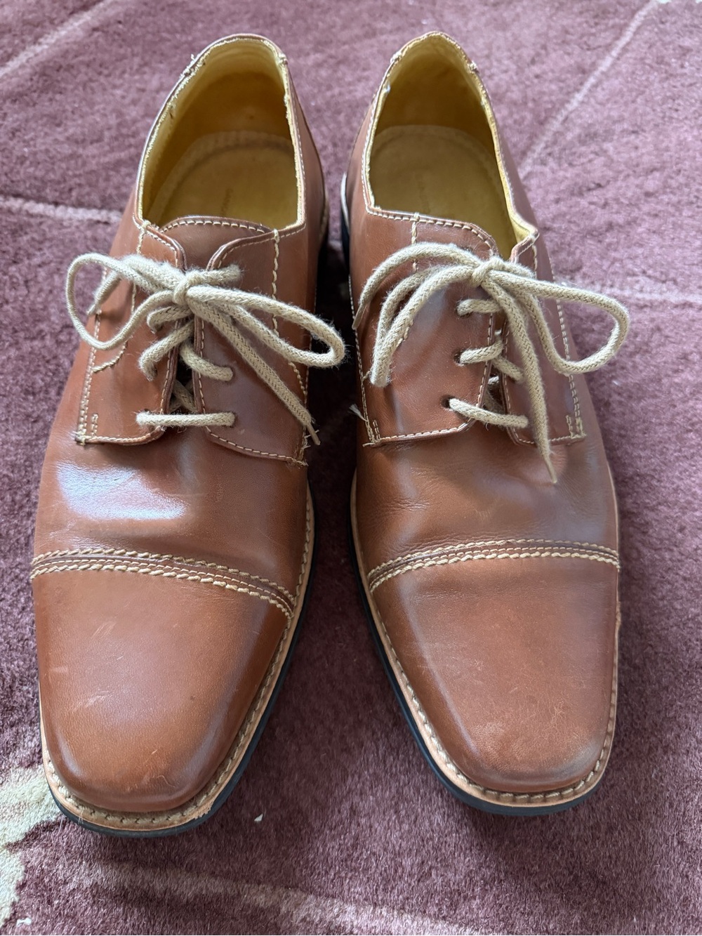 Sandro Moscoloni Brown Leather Lace-Up Derby Shoes